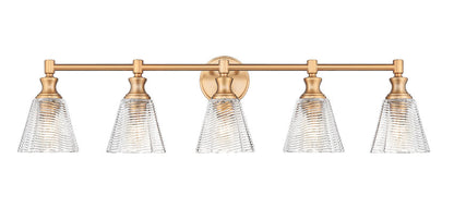 Z-Lite Auden 40" 5-Light Modern Gold Steel Frame Clear Glass Shade Vanity Light