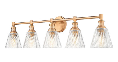 Z-Lite Auden 40" 5-Light Modern Gold Steel Frame Clear Glass Shade Vanity Light
