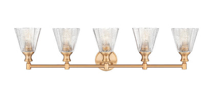 Z-Lite Auden 40" 5-Light Modern Gold Steel Frame Clear Glass Shade Vanity Light