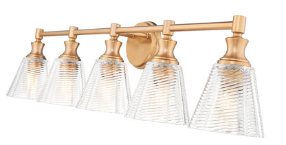 Z-Lite Auden 40" 5-Light Modern Gold Steel Frame Clear Glass Shade Vanity Light