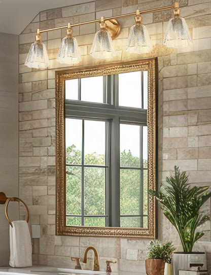 Z-Lite Auden 40" 5-Light Modern Gold Steel Frame Clear Glass Shade Vanity Light