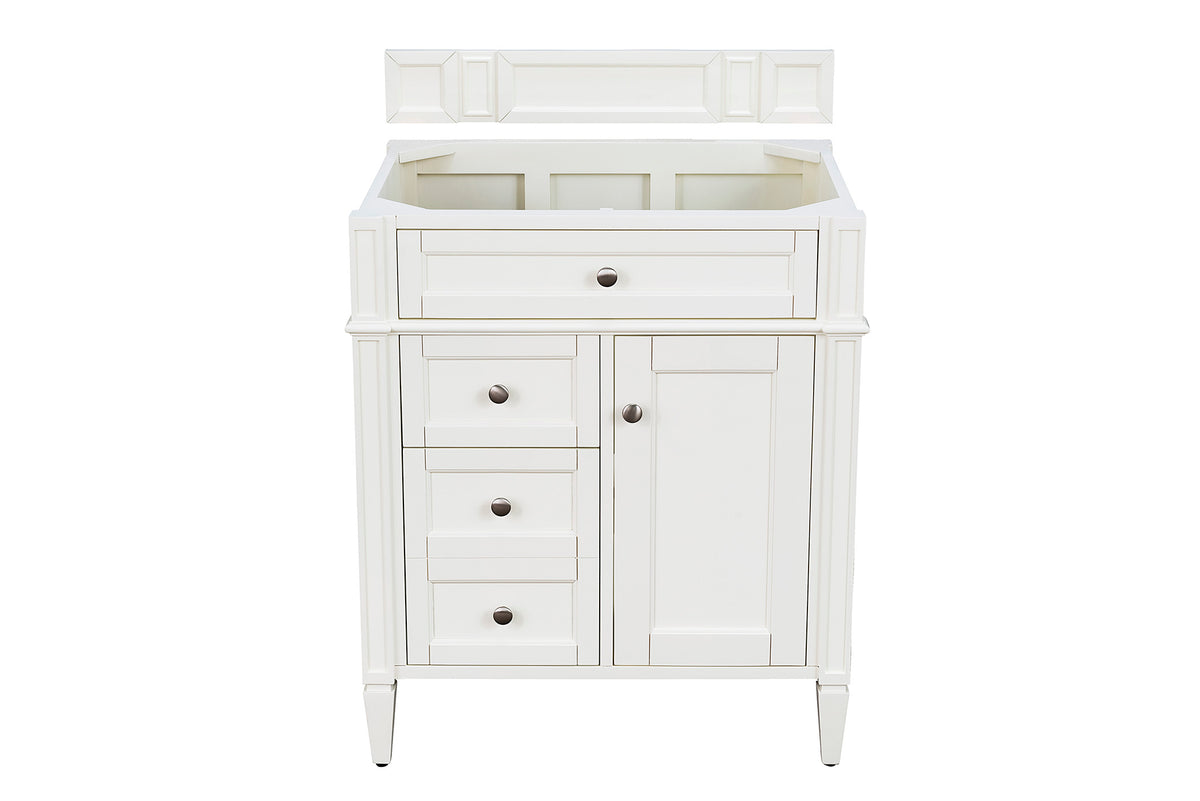 James Martin Vanities Brittany 30" Bright White Single Vanity With 3 CM Tajnar Eclos Top