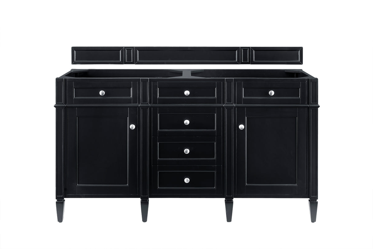 James Martin Vanities Brittany 60" Black Onyx Double Vanity With 3 CM Tajnar Eclos Top