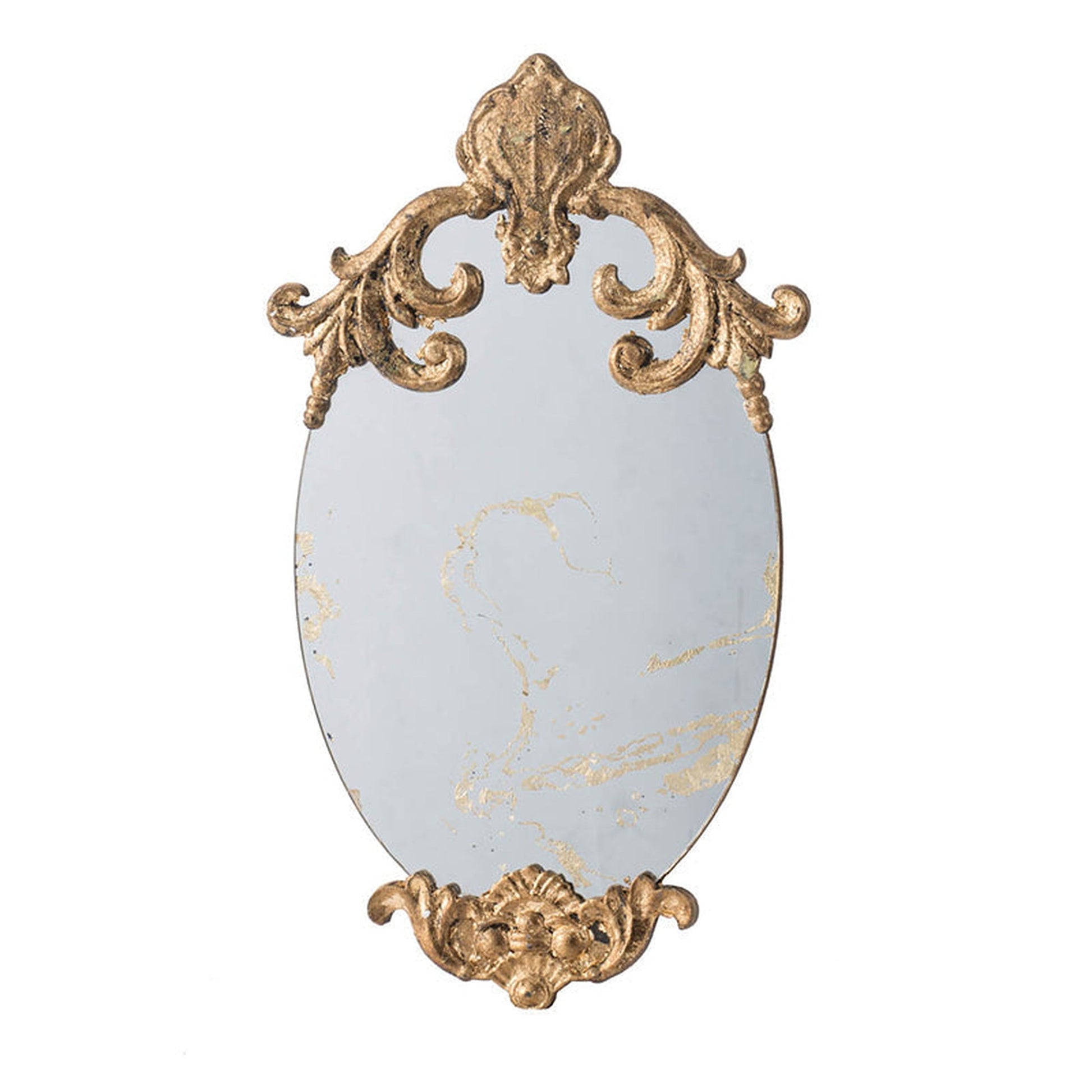 A&B Home 12" x 21" Bundle of 33 Decorative Oval Shape Antique Gold Resin Frame Wall-Mounted Mirror With Ornate Design