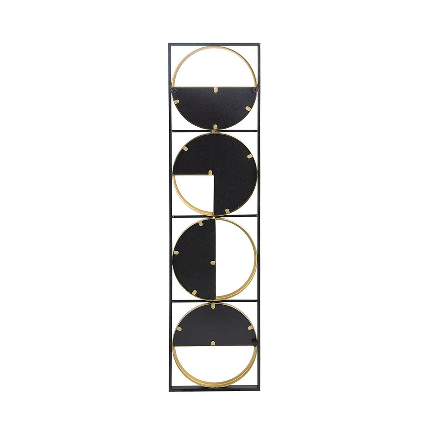 A&B Home 12" x 47" Bundle of 14 Rectangular Black Metal Frame & Four Circles Wall-Mounted Mirror