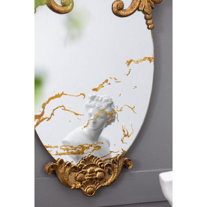 A&B Home 15" x 26" Bundle of 26 Decorative Oval Shape Antique Gold Resin Frame Wall-Mounted Mirror With Ornate Design