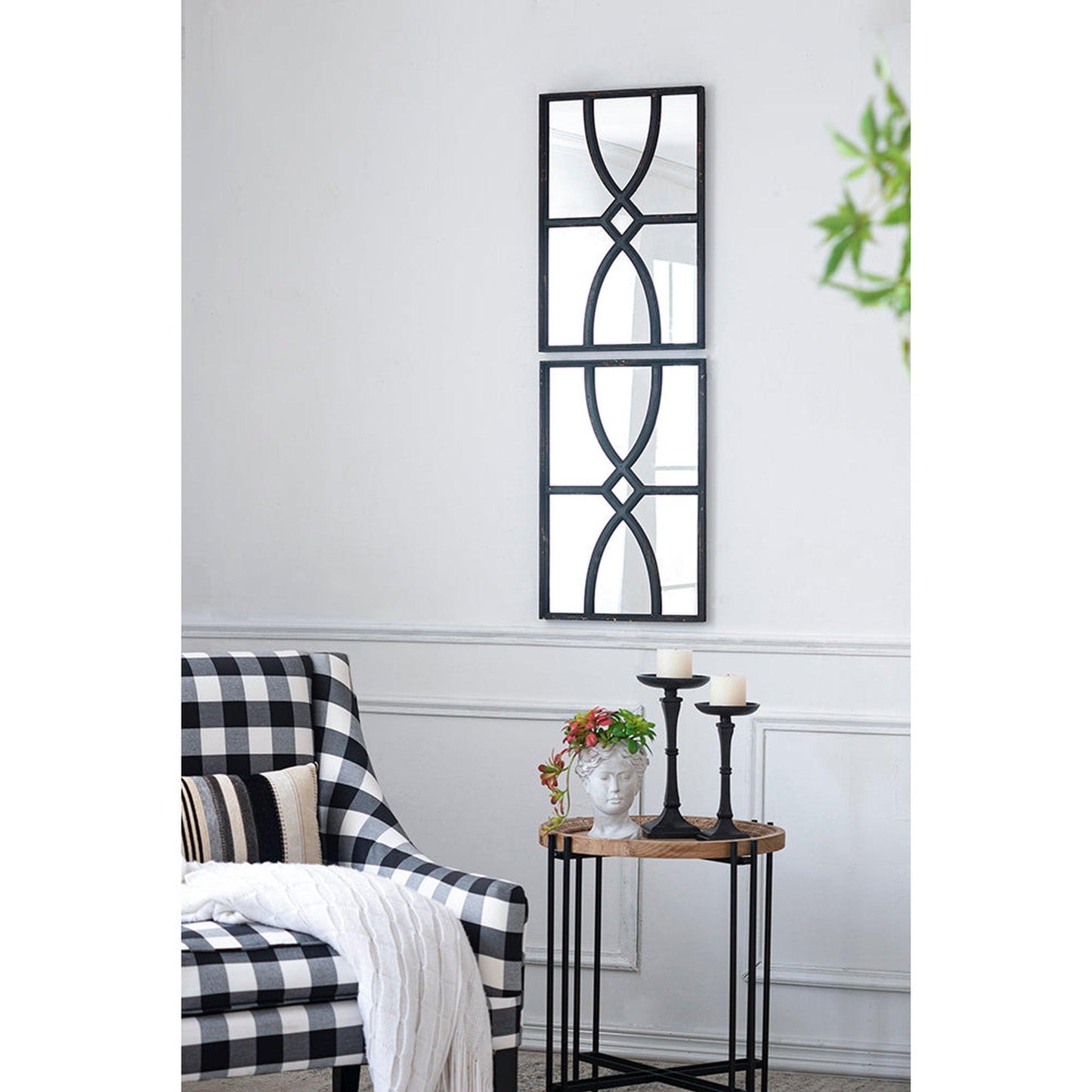 A&B Home 16" x 24" Bundle of 13 Two Rectangular Carved Distressed Black Wood Frame Wall-Mounted Mirror