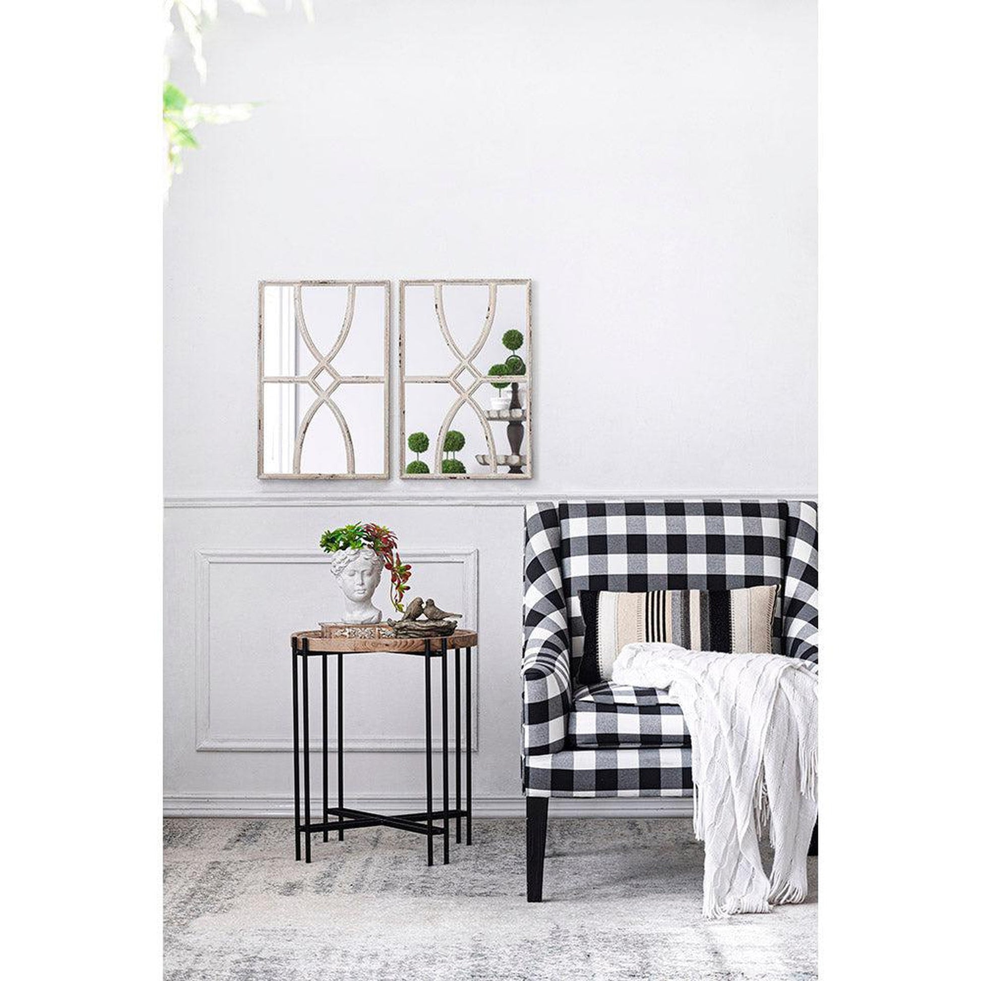 A&B Home 16" x 24" Bundle of 20 Rectangular Distressed White Frame Wall-Mounted Mirror With Curved Motifs