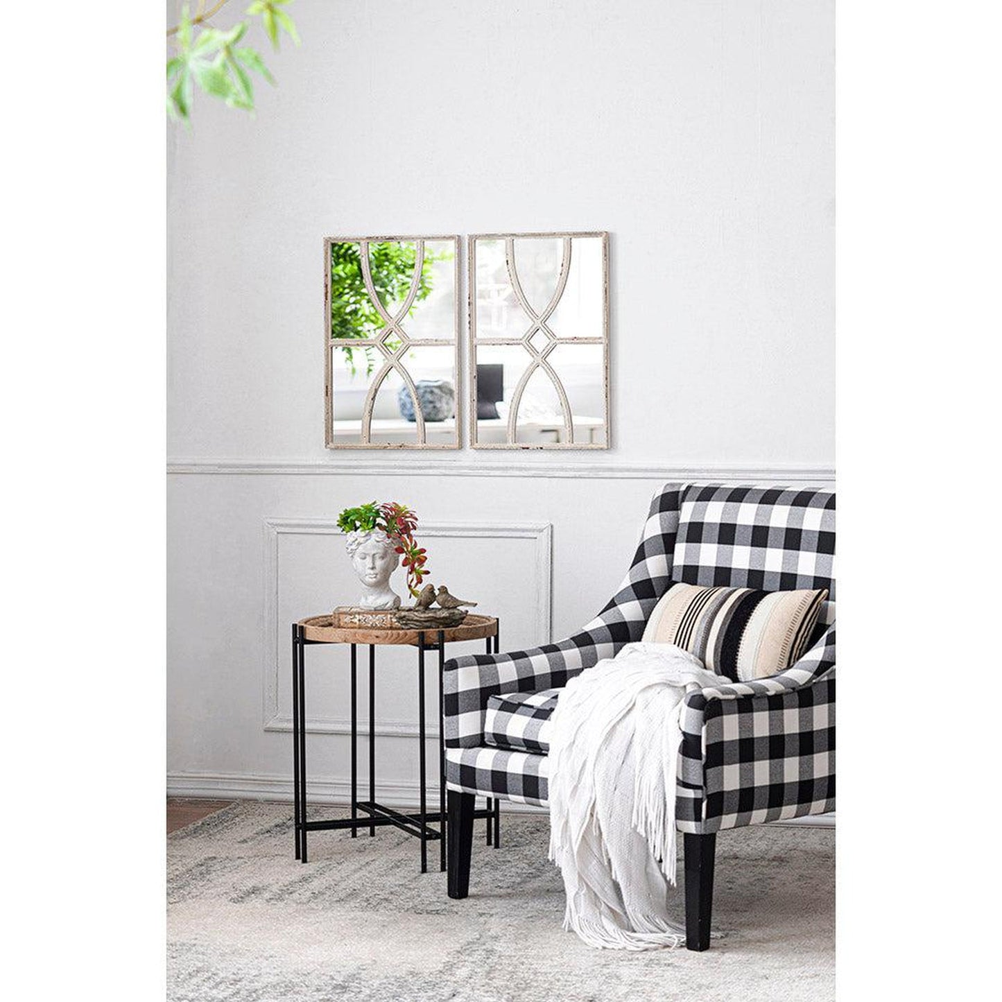 A&B Home 16" x 24" Bundle of 20 Rectangular Distressed White Frame Wall-Mounted Mirror With Curved Motifs