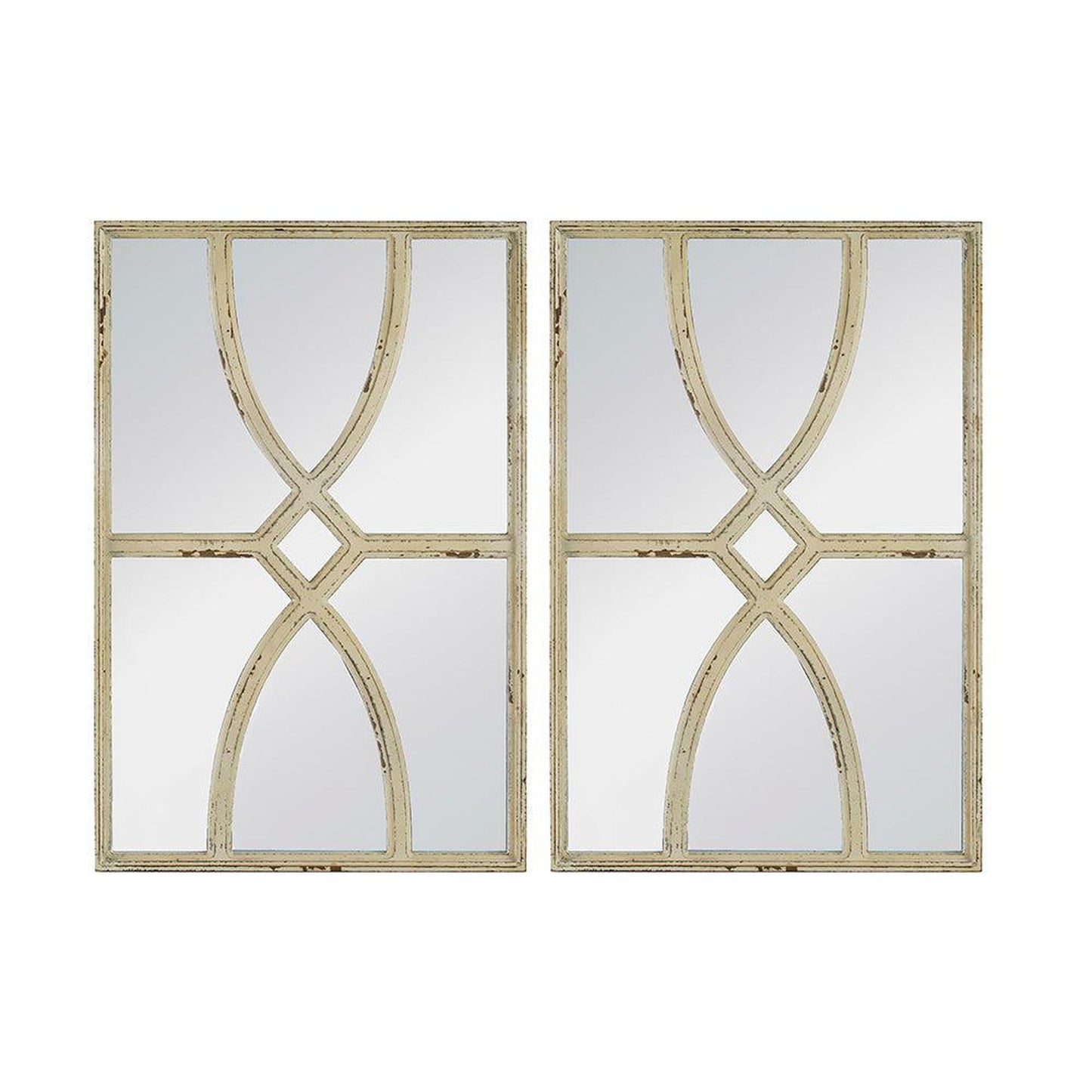 A&B Home 16" x 24" Bundle of 20 Rectangular Distressed White Frame Wall-Mounted Mirror With Curved Motifs