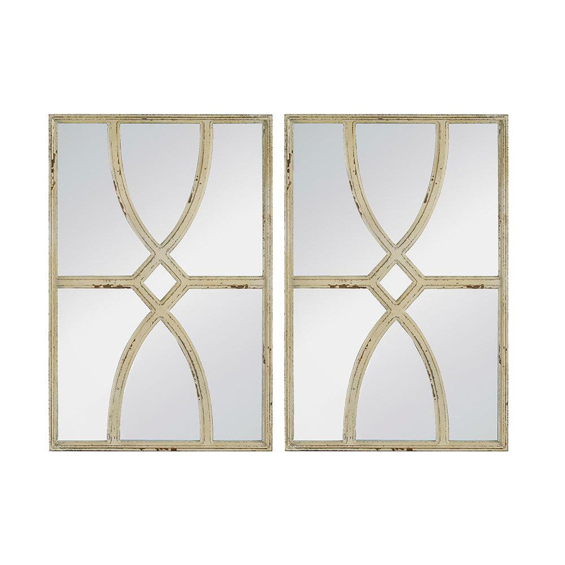 A&B Home 16" x 24" Bundle of 20 Rectangular Distressed White Frame Wall-Mounted Mirror With Curved Motifs