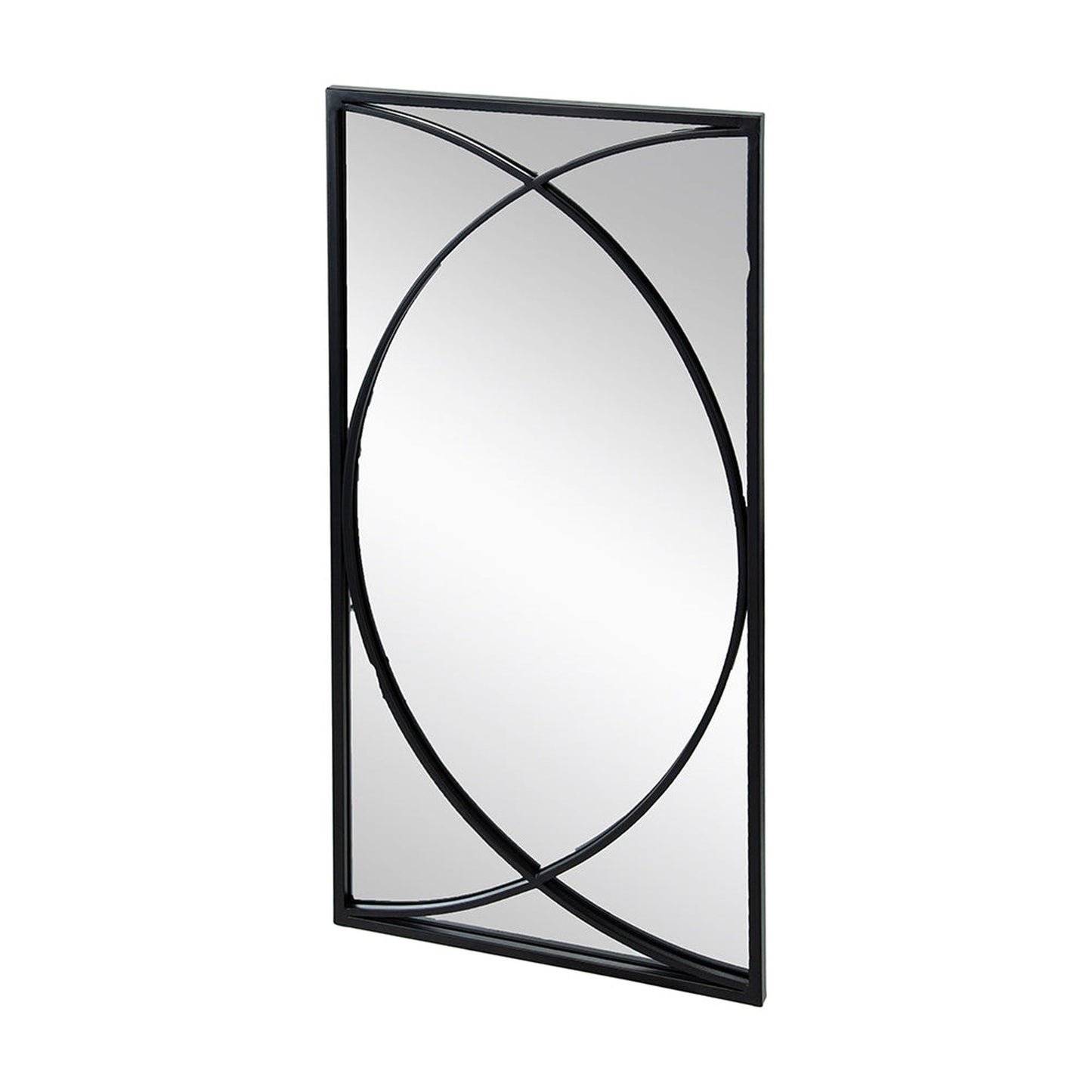 A&B Home 16" x 32" Bundle of 8 Rectangular Set of 12 Black Metal Frame Wall-Mounted Mirror With Curved Motif