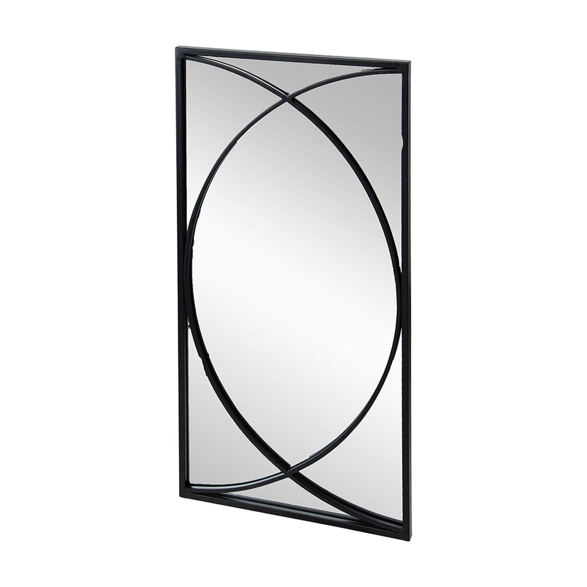A&B Home 16" x 32" Bundle of 8 Rectangular Set of 12 Black Metal Frame Wall-Mounted Mirror With Curved Motif