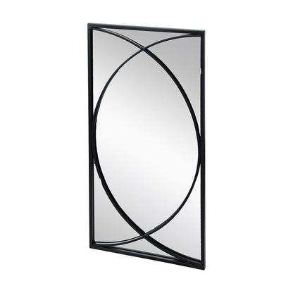 A&B Home 16" x 32" Bundle of 8 Rectangular Set of 12 Black Metal Frame Wall-Mounted Mirror With Curved Motif