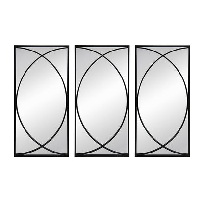 A&B Home 16" x 32" Bundle of 8 Rectangular Set of 12 Black Metal Frame Wall-Mounted Mirror With Curved Motif