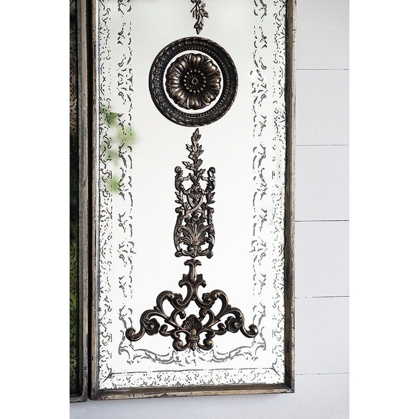 A&B Home 16" x 48" Bundle of 7 Set of Two Rectangular Aged Bronze Two Doorway Past Wall-Mounted Mirror Panel