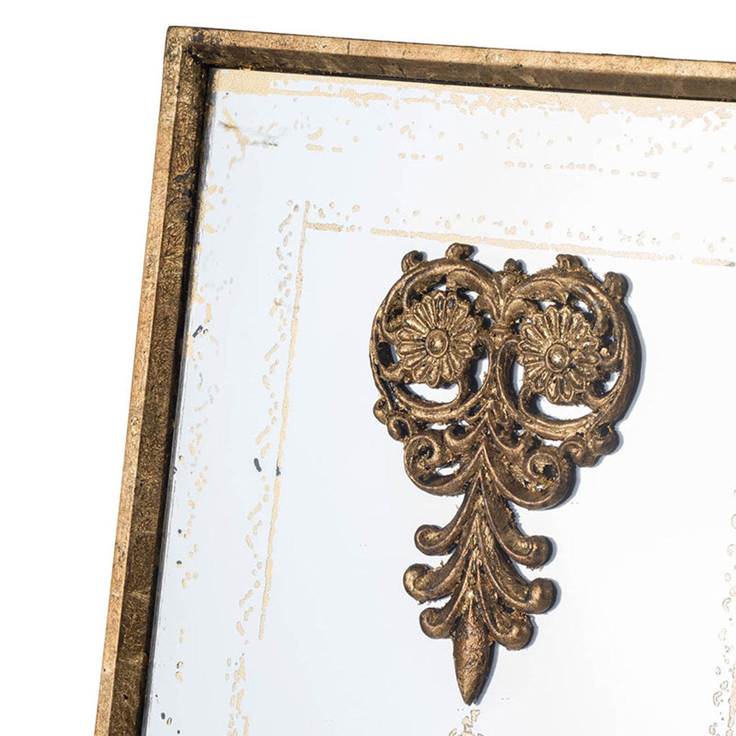 A&B Home 16" x 48" Bundle of 8 Rectangular Set of Two Polished Gold Frame Wall-Mounted Mirror With Regal Medallion Details