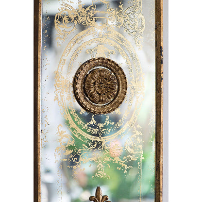 A&B Home 16" x 48" Bundle of 8 Rectangular Set of Two Polished Gold Frame Wall-Mounted Mirror With Regal Medallion Details