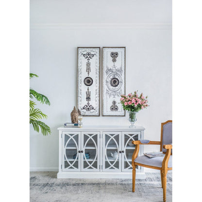 A&B Home 16" x 48" Bundle of 9 Set of Two Rectangular Aged Bronze Two Doorway Past Wall-Mounted Mirror Panel