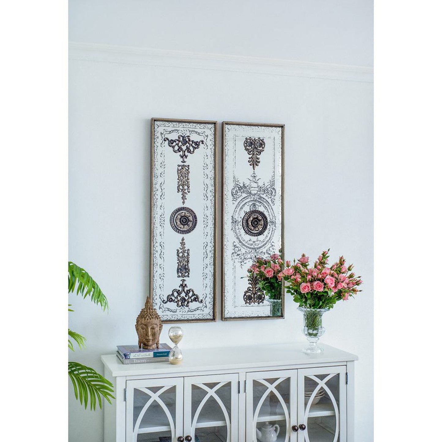 A&B Home 16" x 48" Bundle of 9 Set of Two Rectangular Aged Bronze Two Doorway Past Wall-Mounted Mirror Panel