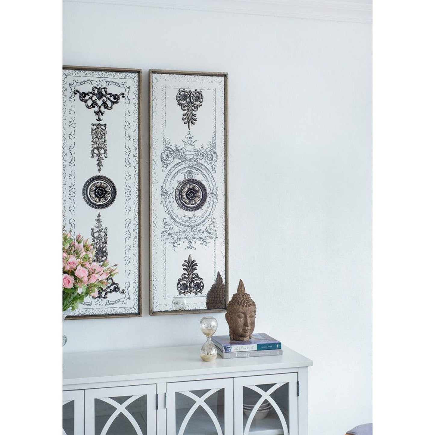 A&B Home 16" x 48" Bundle of 9 Set of Two Rectangular Aged Bronze Two Doorway Past Wall-Mounted Mirror Panel