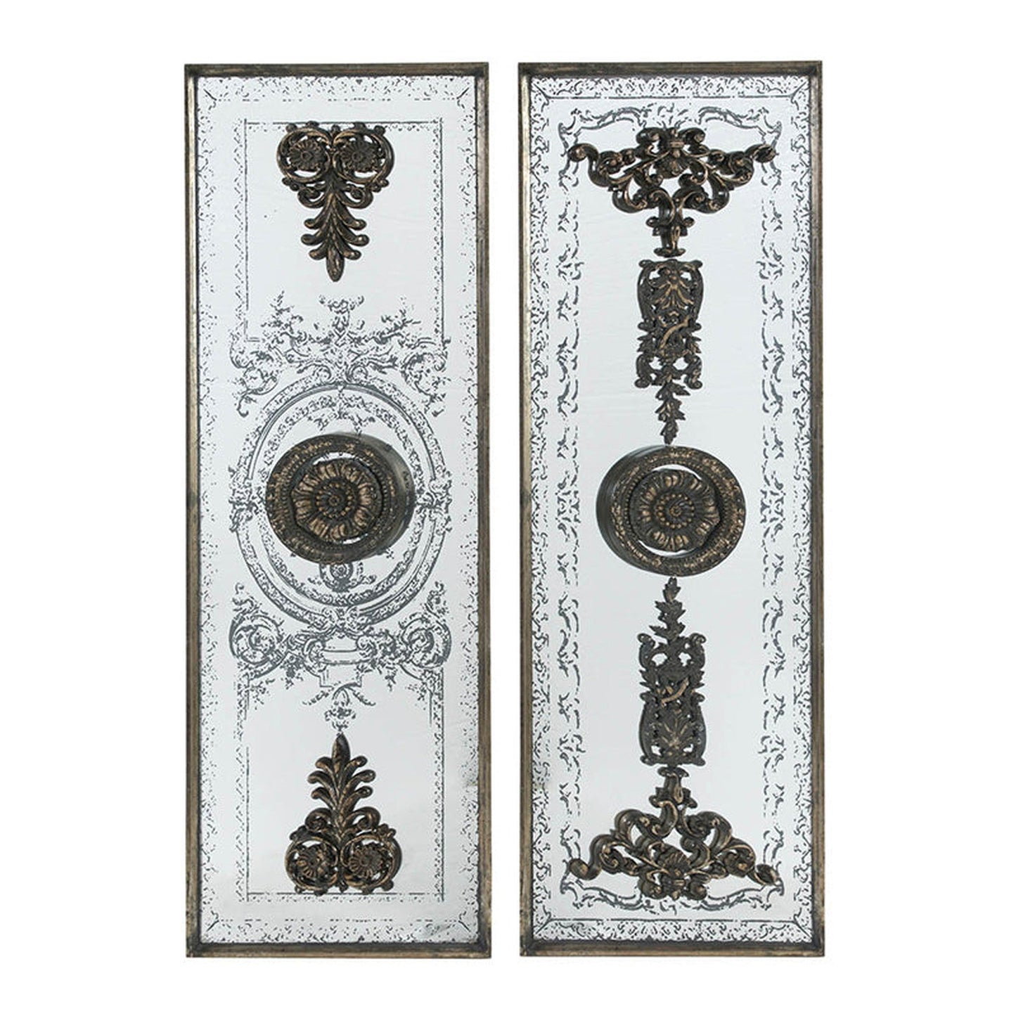 A&B Home 16" x 48" Bundle of 9 Set of Two Rectangular Aged Bronze Two Doorway Past Wall-Mounted Mirror Panel
