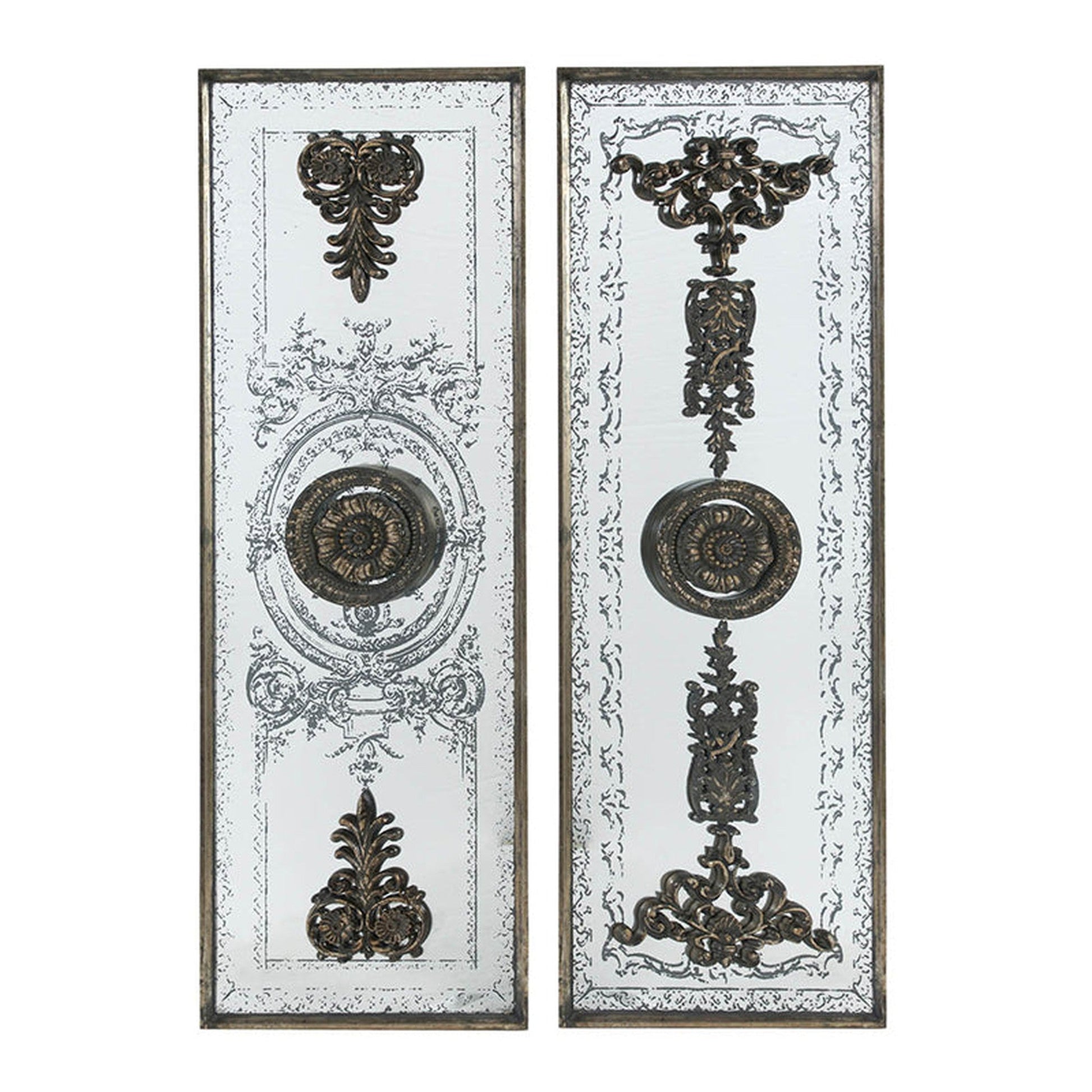 A&B Home 16" x 48" Bundle of 9 Set of Two Rectangular Aged Bronze Two Doorway Past Wall-Mounted Mirror Panel