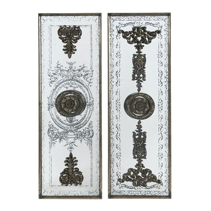 A&B Home 16" x 48" Bundle of 9 Set of Two Rectangular Aged Bronze Two Doorway Past Wall-Mounted Mirror Panel
