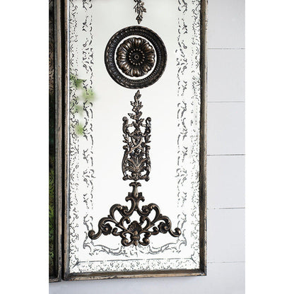 A&B Home 16" x 48" Rectangular Aged Bronze Two Doorway Past Wall-Mounted Mirror Panel