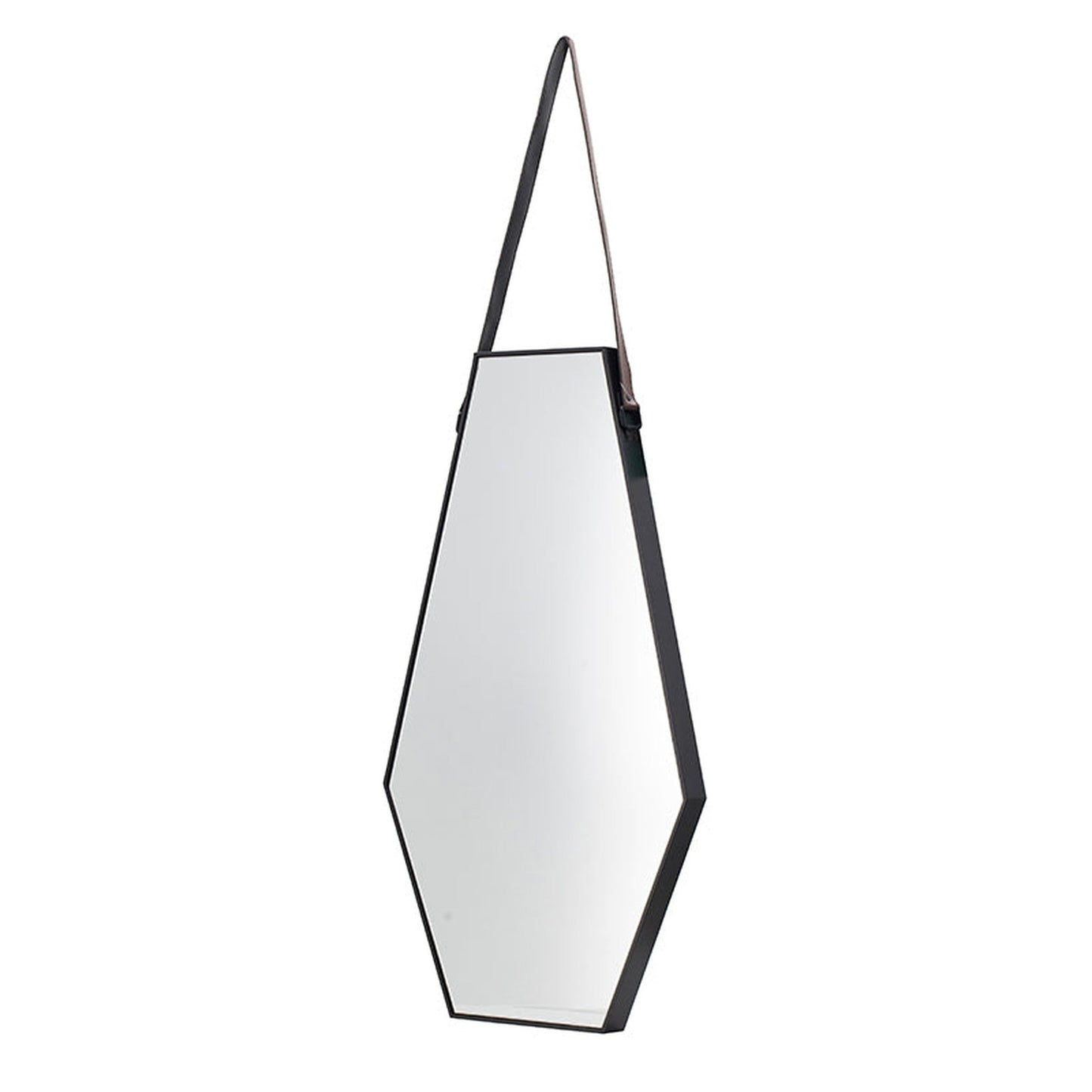 A&B Home 18" x 32" Bundle of 20 Hexagonal-Shaped Black and Silver Frame Wall-Mounted Mirror With Hanging Leather Strap