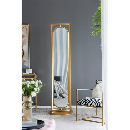 A&B Home 18" x 79" Bundle of 3 Rectangular 360 Degree Storage Gold Floor Mirror With Led Light Trim