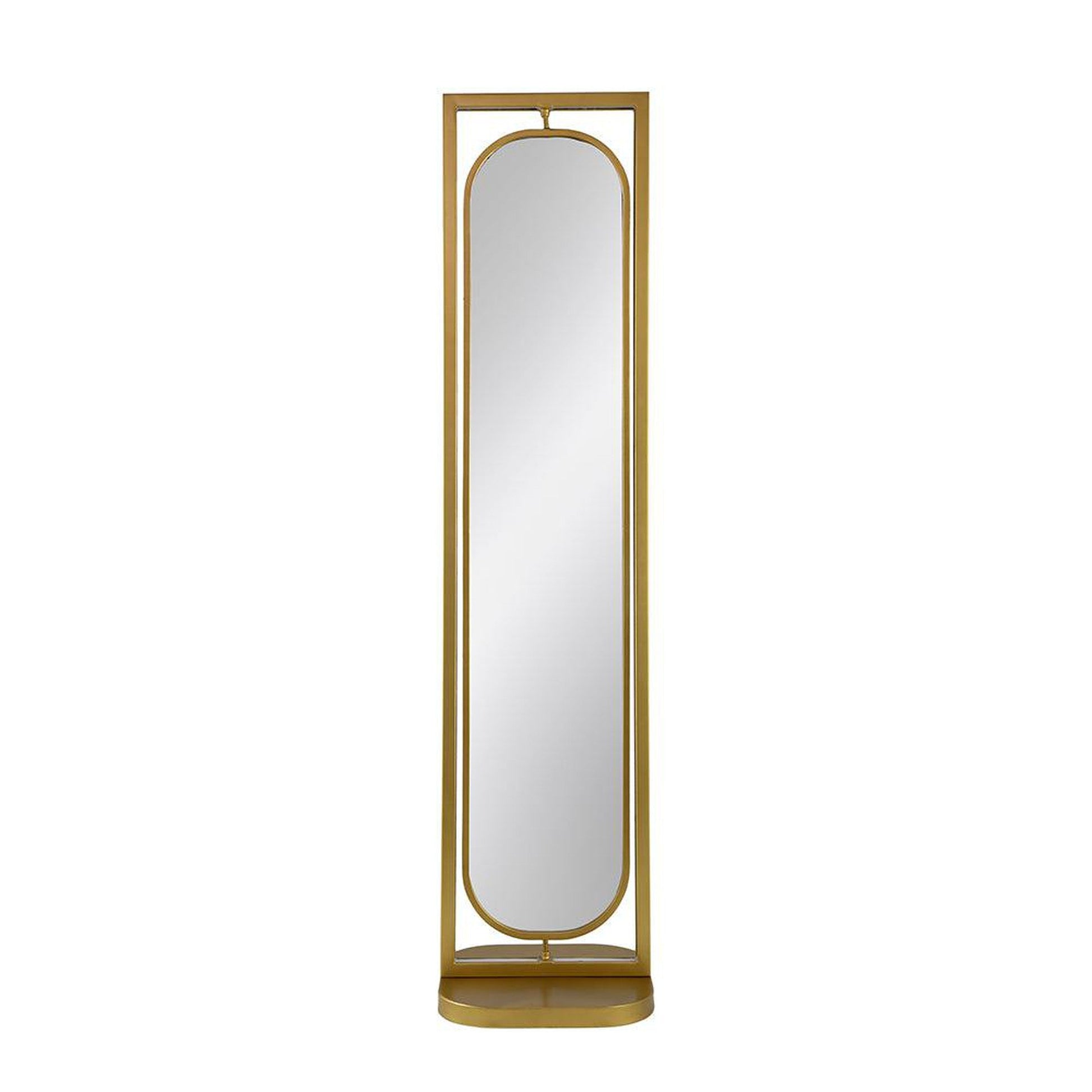 A&B Home 18" x 79" Bundle of 3 Rectangular 360 Degree Storage Gold Floor Mirror With Led Light Trim