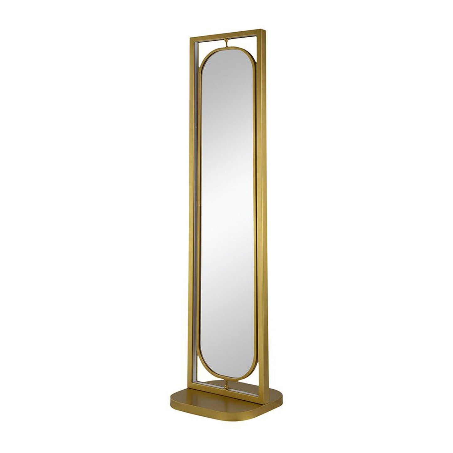 A&B Home 18" x 79" Bundle of 3 Rectangular 360 Degree Storage Gold Floor Mirror With Led Light Trim