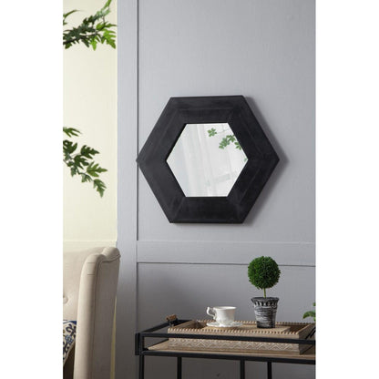 A&B Home 19" x 19" Bundle of 22 Hexagon Black Teak Wood Frame Wall-Mounted Mirror