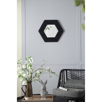 A&B Home 19" x 19" Bundle of 22 Hexagon Black Teak Wood Frame Wall-Mounted Mirror