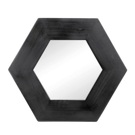 A&B Home 19" x 19" Bundle of 22 Hexagon Black Teak Wood Frame Wall-Mounted Mirror