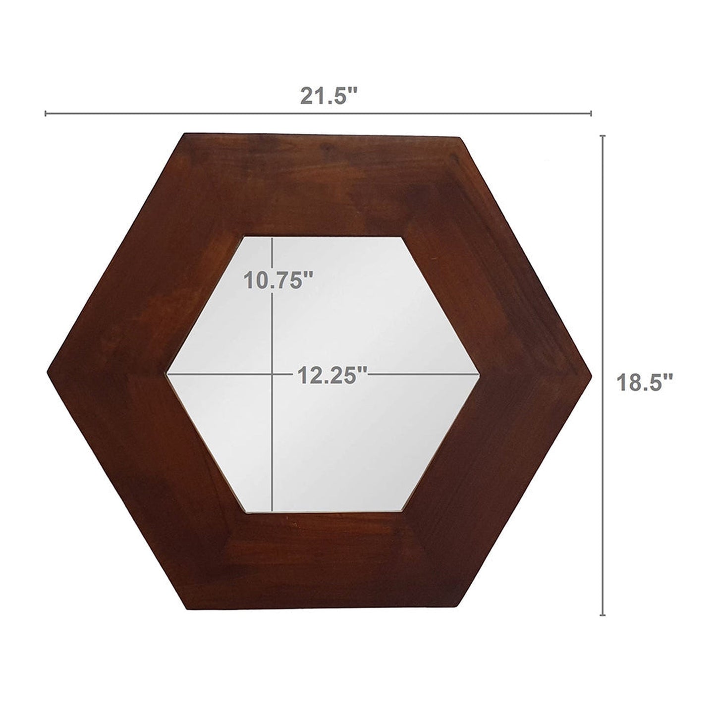 A&B Home 19" x 19" Bundle of 22 Hexagon-Shaped Teak Dark Brown Wood Frame Wall-Mounted Mirror