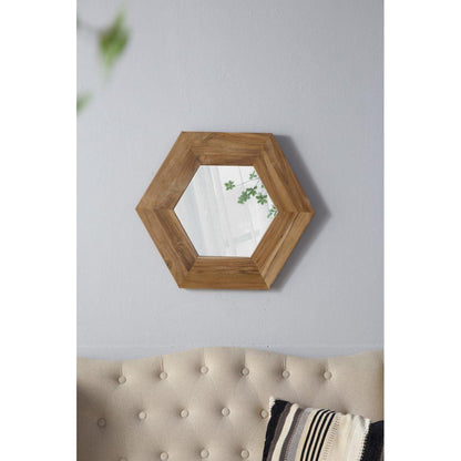 A&B Home 19" x 19" Bundle of 22 Teak Wood Frame Hexagon Shaped Wall-Mounted Mirror