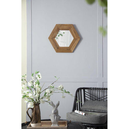 A&B Home 19" x 19" Bundle of 22 Teak Wood Frame Hexagon Shaped Wall-Mounted Mirror