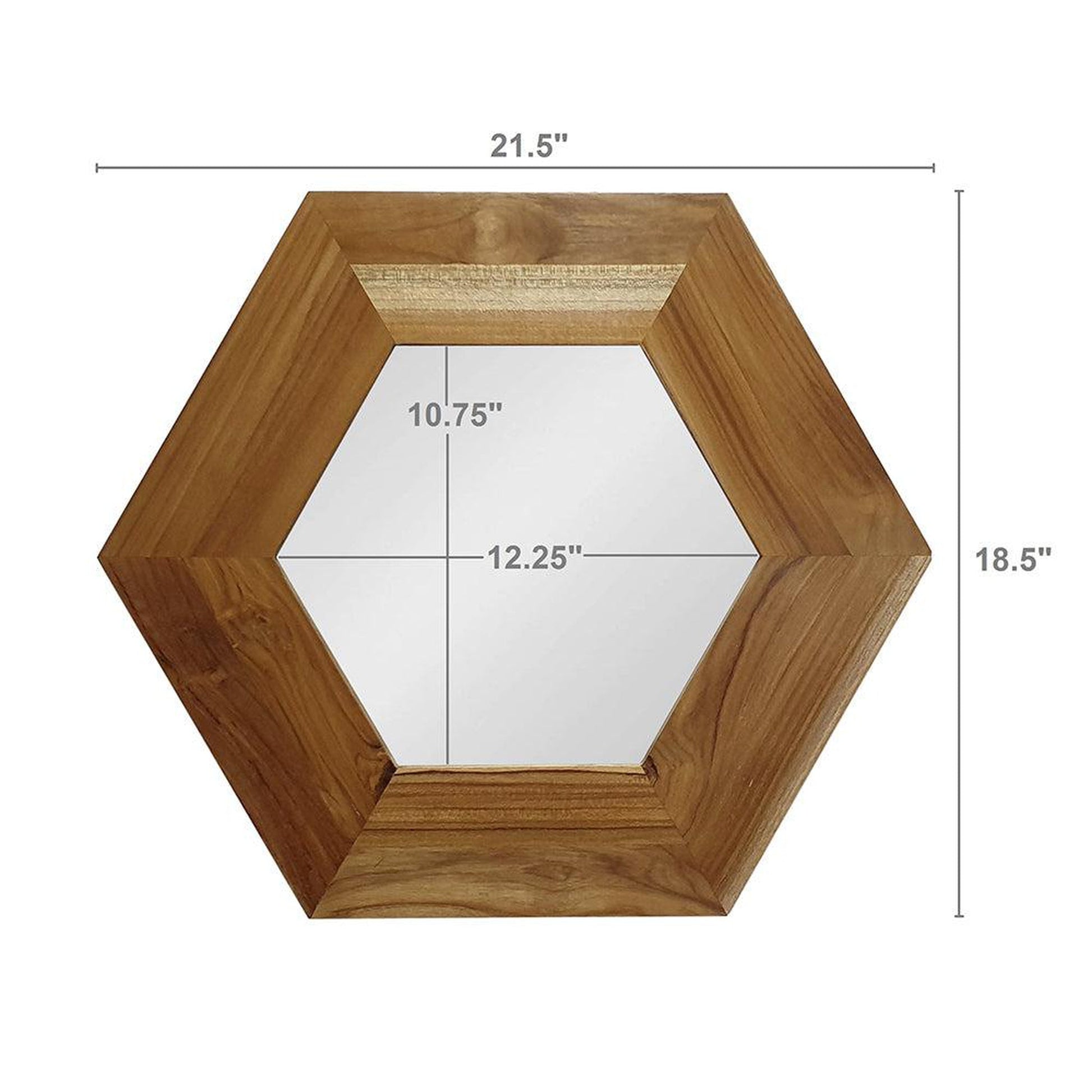 A&B Home 19" x 19" Bundle of 22 Teak Wood Frame Hexagon Shaped Wall-Mounted Mirror