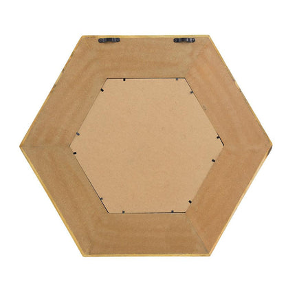 A&B Home 19" x 19" Bundle of 22 Teak Wood Frame Hexagon Shaped Wall-Mounted Mirror