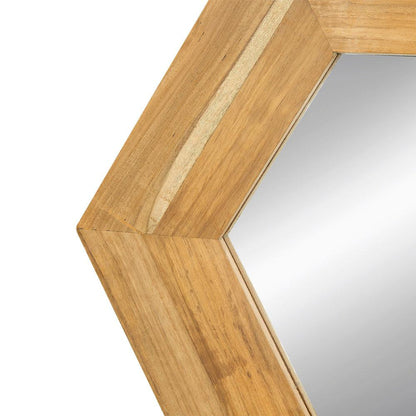 A&B Home 19" x 19" Bundle of 22 Teak Wood Frame Hexagon Shaped Wall-Mounted Mirror