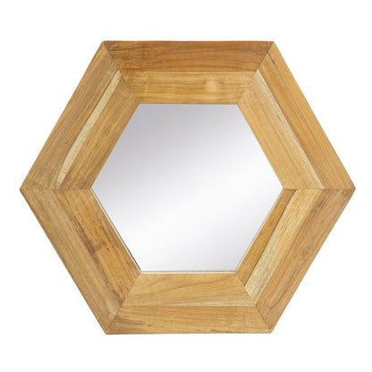 A&B Home 19" x 19" Bundle of 22 Teak Wood Frame Hexagon Shaped Wall-Mounted Mirror