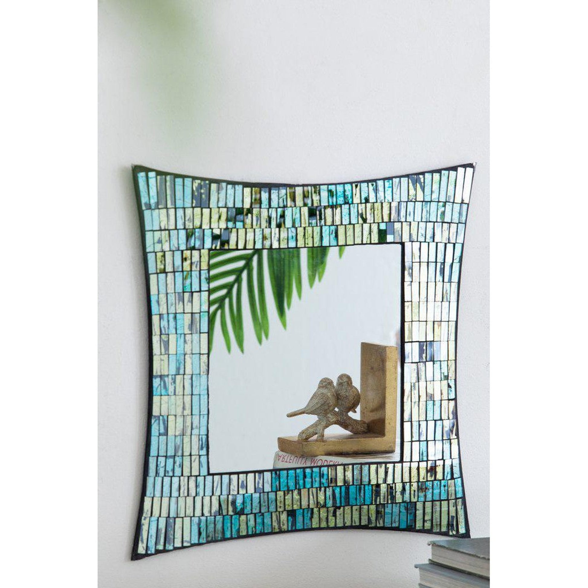 A&B Home 20" x 20" Bundle of 23 Curved Blue & Green Metal Frame Wall-Mounted Mirror