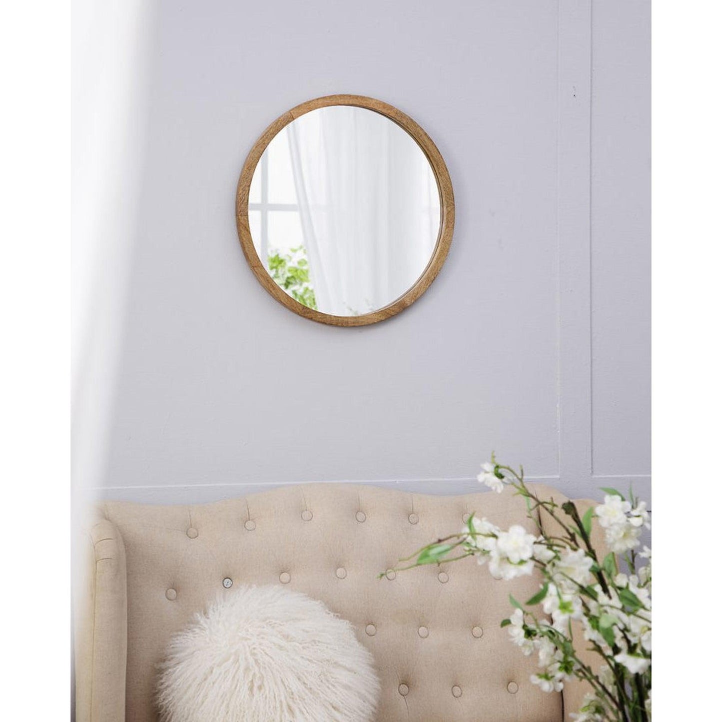 A&B Home 20" x 20" Bundle of 23 Round Natural Brown Frame Wall-Mounted Mirror