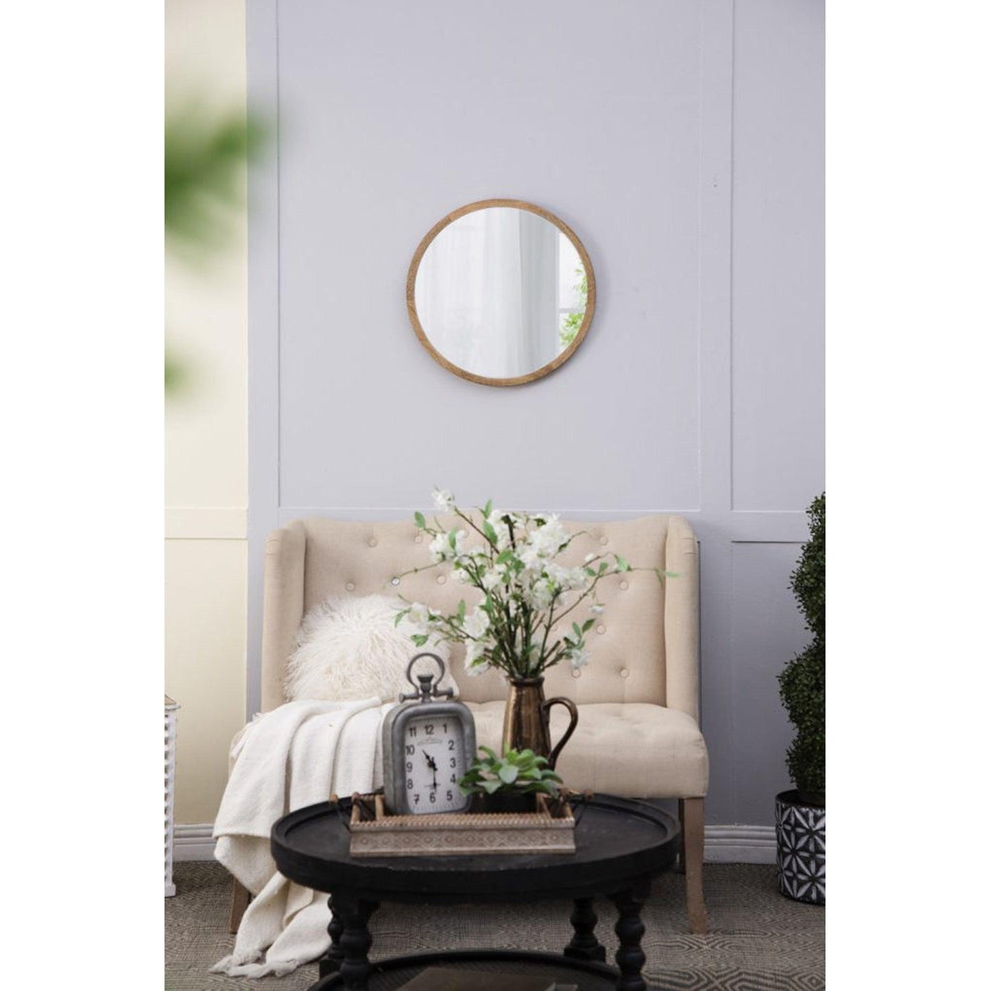 A&B Home 20" x 20" Bundle of 23 Round Natural Brown Frame Wall-Mounted Mirror