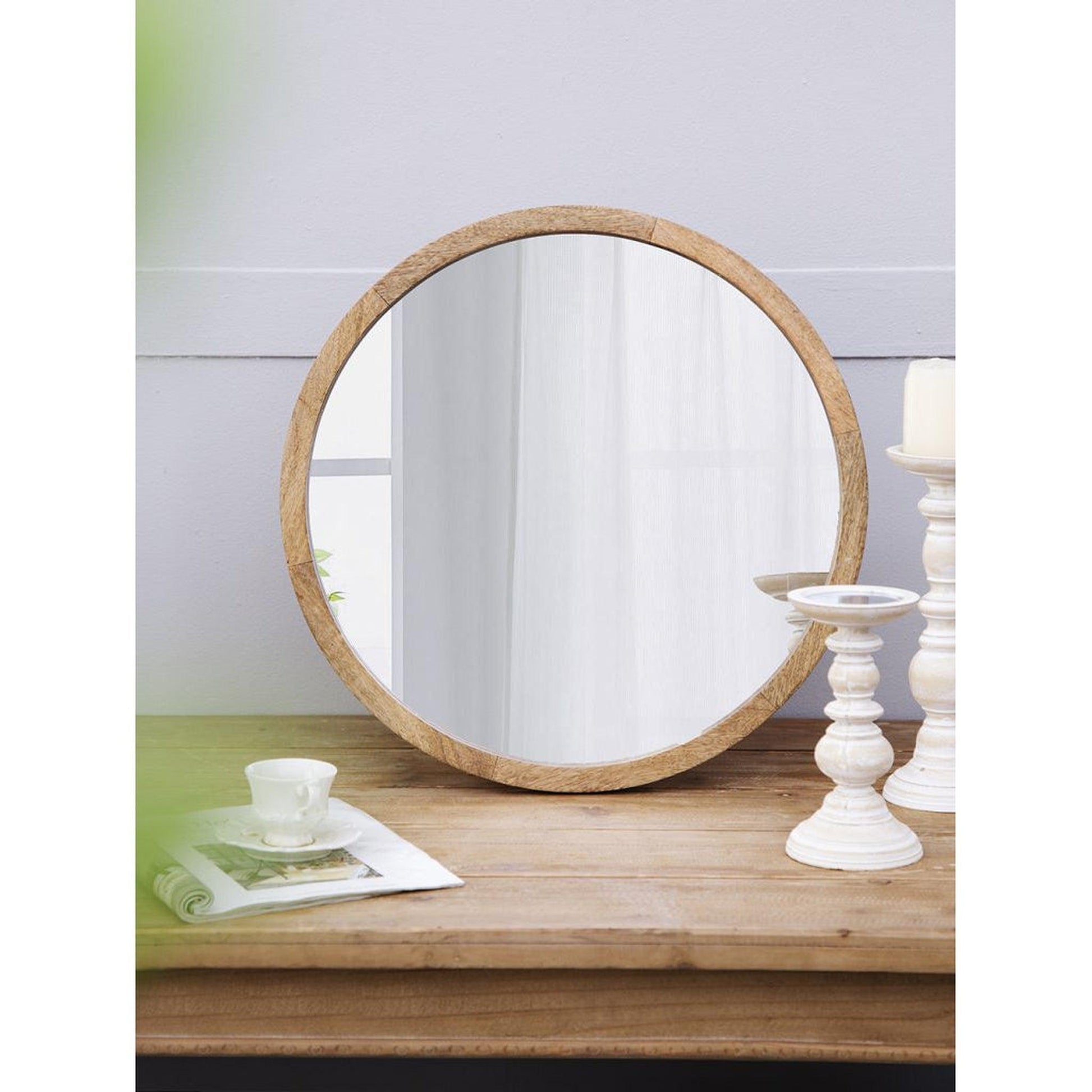 A&B Home 20" x 20" Bundle of 23 Round Natural Brown Frame Wall-Mounted Mirror