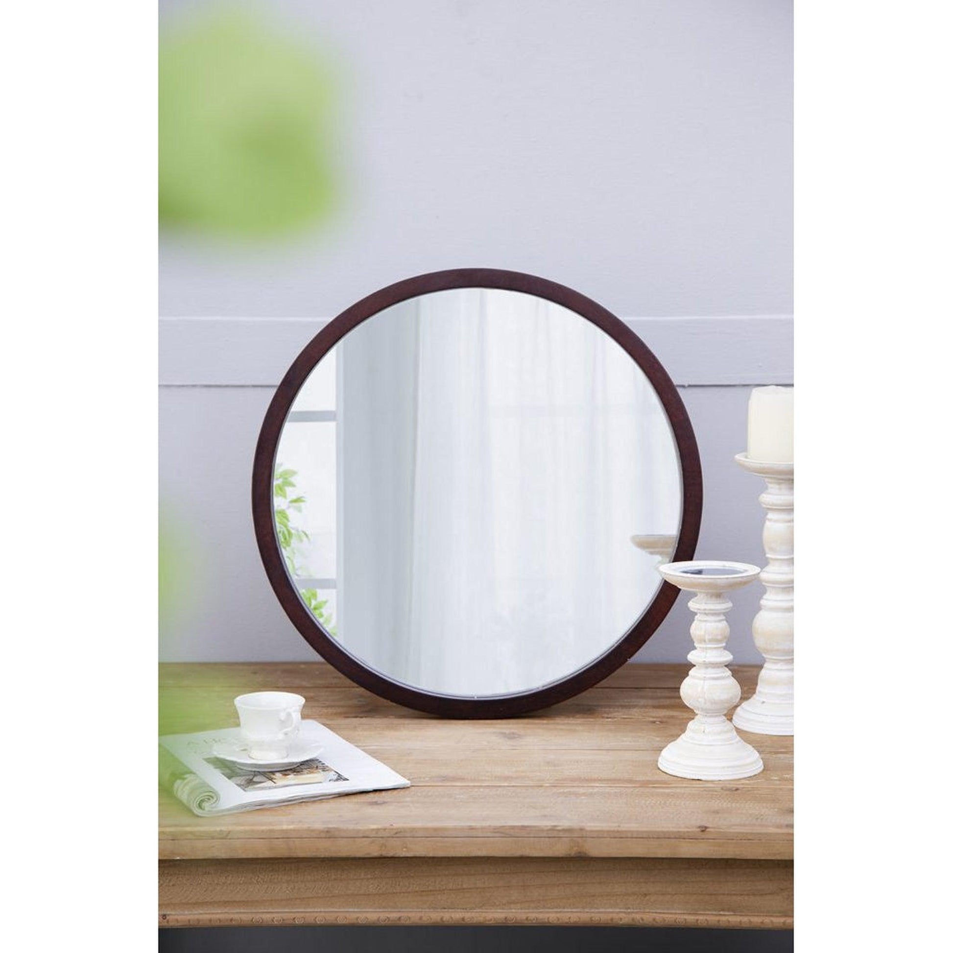 A&B Home 20" x 20" Bundle of 23 Round Walnut Frame Wall-Mounted Mirror