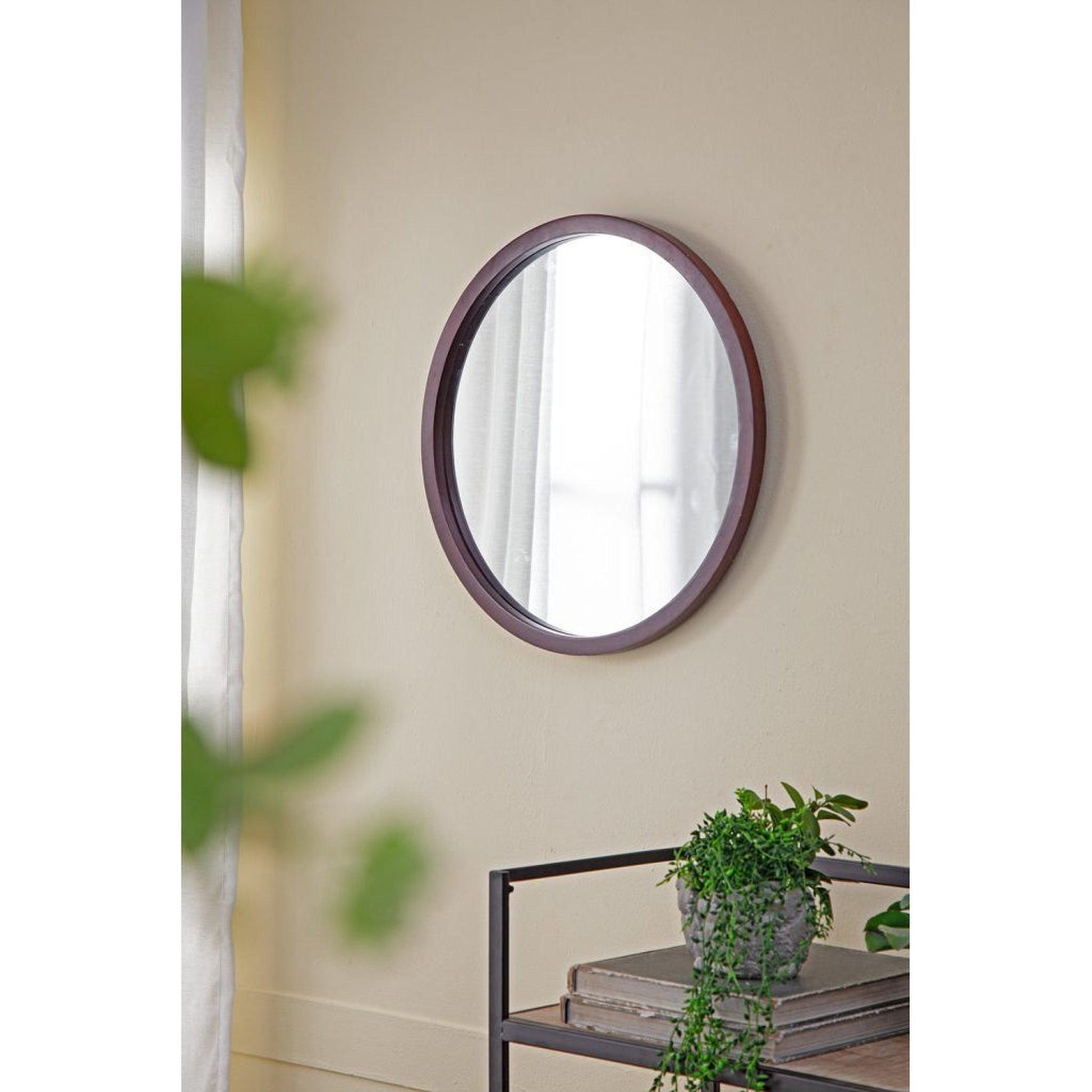 A&B Home 20" x 20" Bundle of 23 Round Walnut Frame Wall-Mounted Mirror