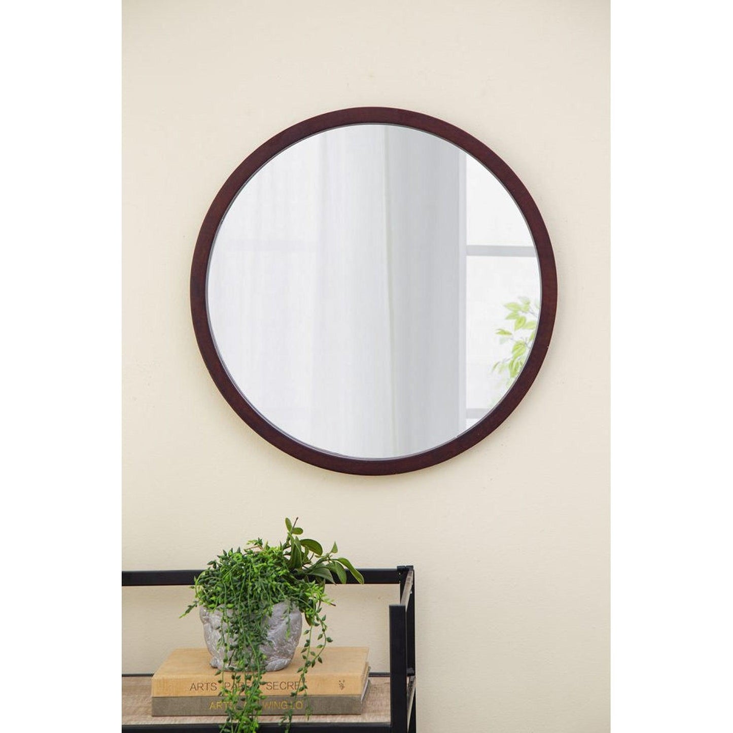 A&B Home 20" x 20" Bundle of 23 Round Walnut Frame Wall-Mounted Mirror